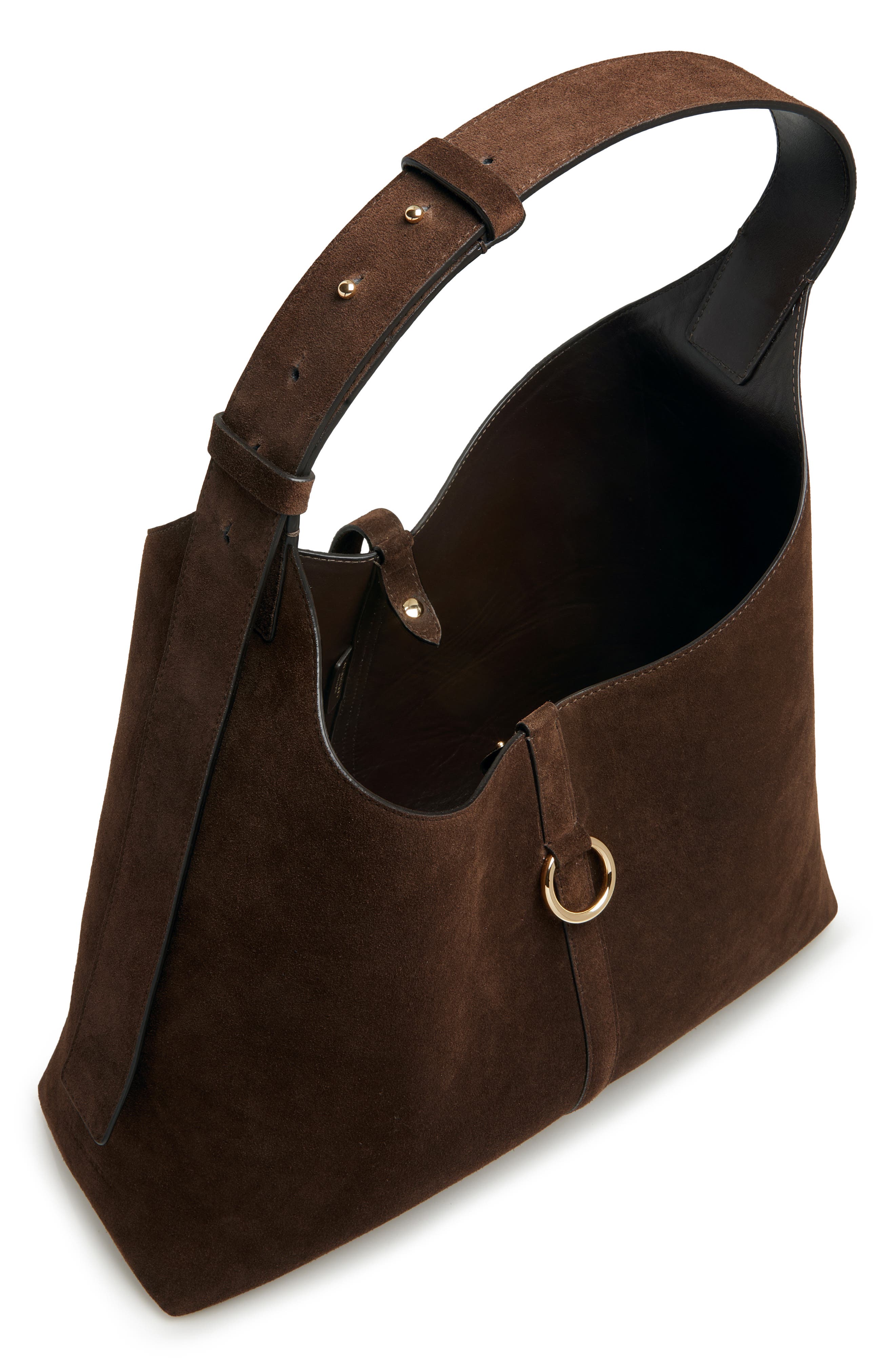 Strathberry Large Kite Suede Hobo Bag, Alternate, color, Chocolate