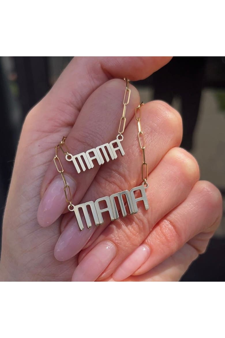 The Signature Mama Nameplate Necklace, Alternate, color, Gold