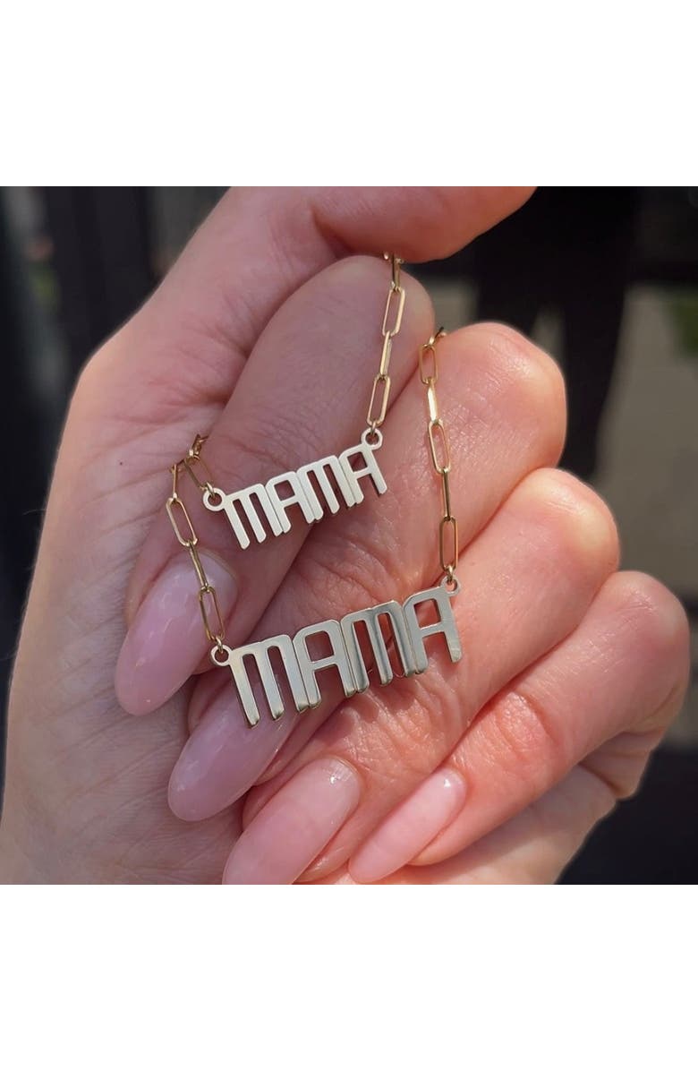 Leni James The Signature Mini Mama Nameplate Necklace, Alternate, color, Gold