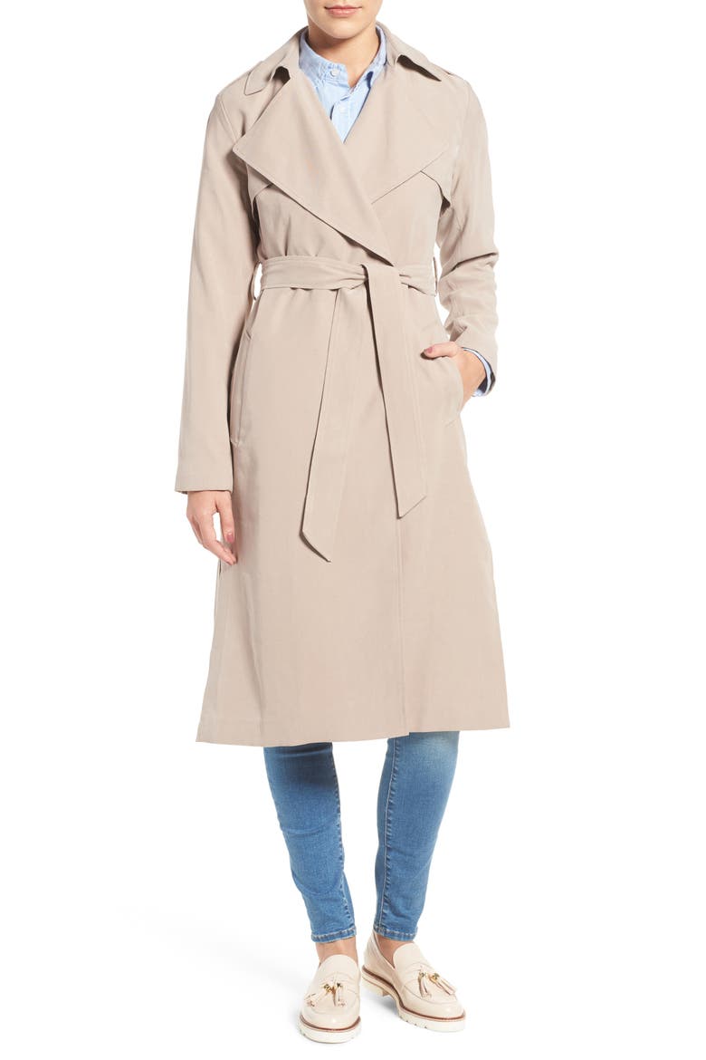 Long Drapey Trench Coat, Main, color, SAND