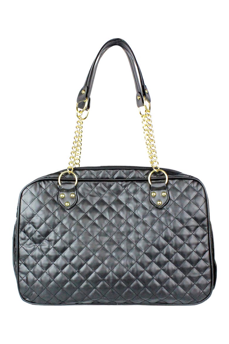 London Quilted Pet Carrier Tote, Alternate, color, BLACK