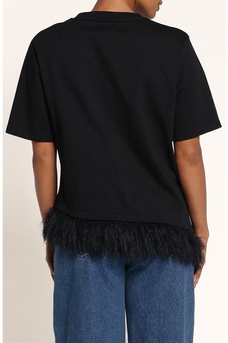 Darleah Feather Trim T-Shirt, Alternate, color, BLACK