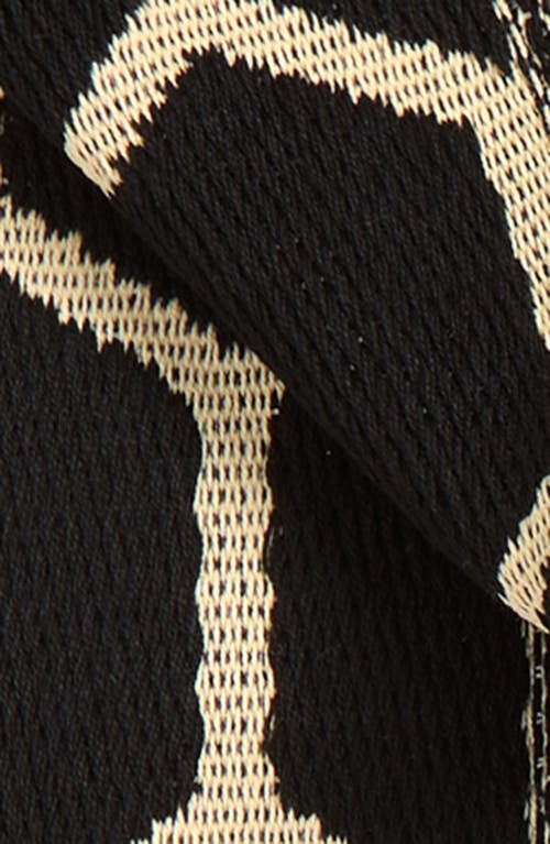 Valentino Garavani Antibes Jacquard Cotton Scarf With Fringe In Black/beige