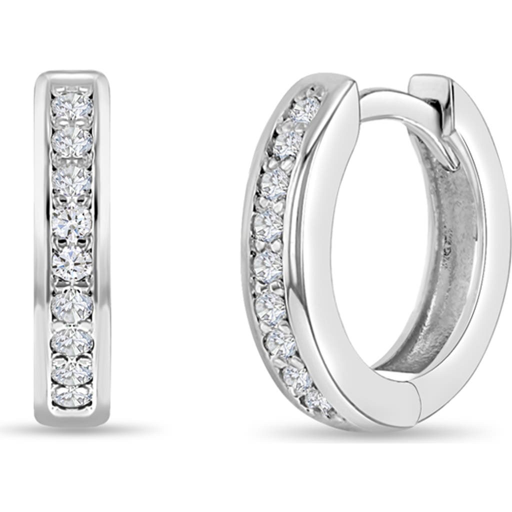 In Season Jewelry 14k Clear Cubic Zirconia Huggie Hoops In Silver