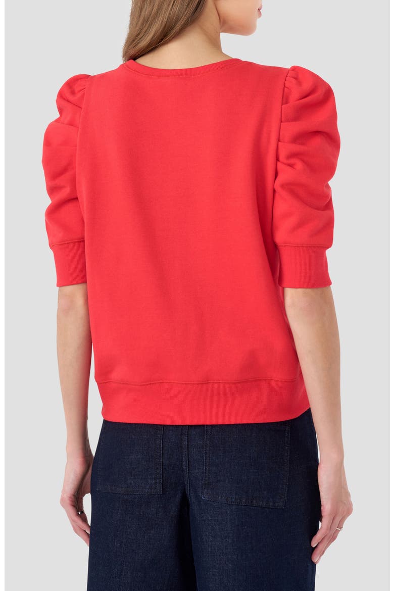 Janine Puff Sleeve Sweatshirt, Alternate, color, TOMATO