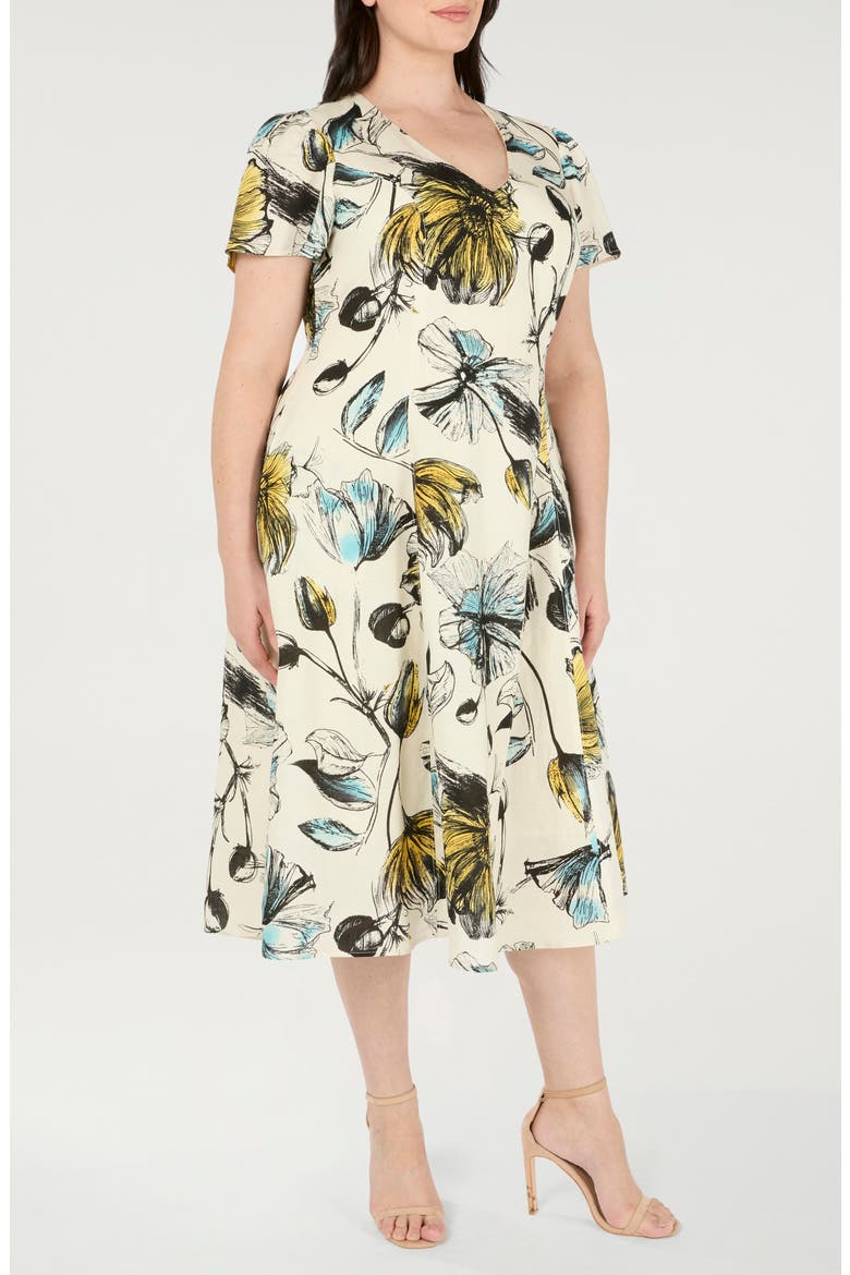 Vanessa Floral Empire Waist Dress, Alternate, color, OYSTER COVE