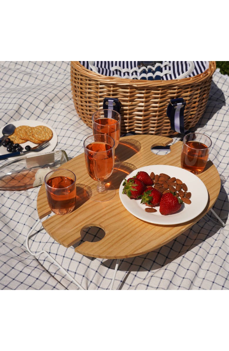 TWINE Central Park Willow Picnic Basket Set for Four, Alternate, color, Brown