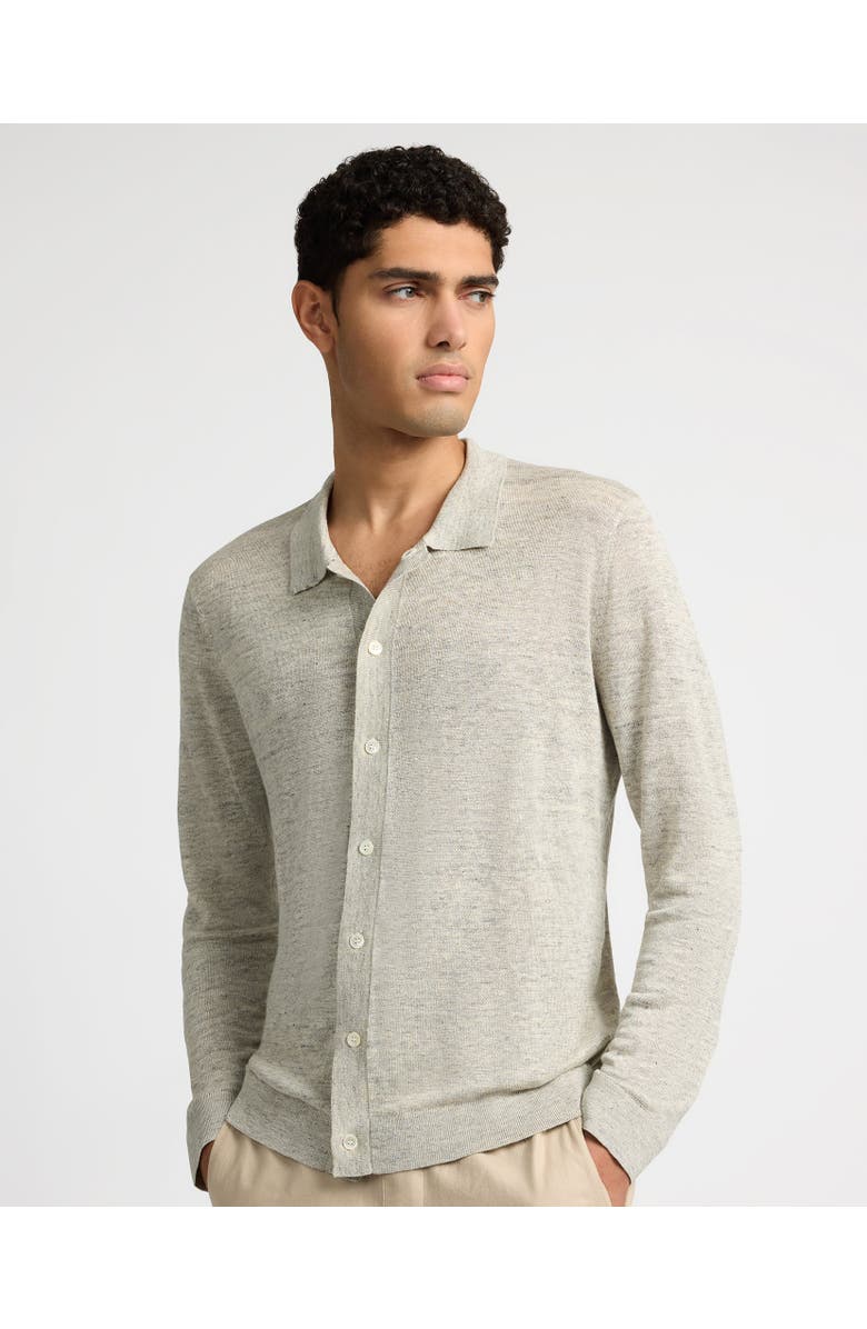 Onia Linen Long Sleeve Sweater Polo, Main, color,