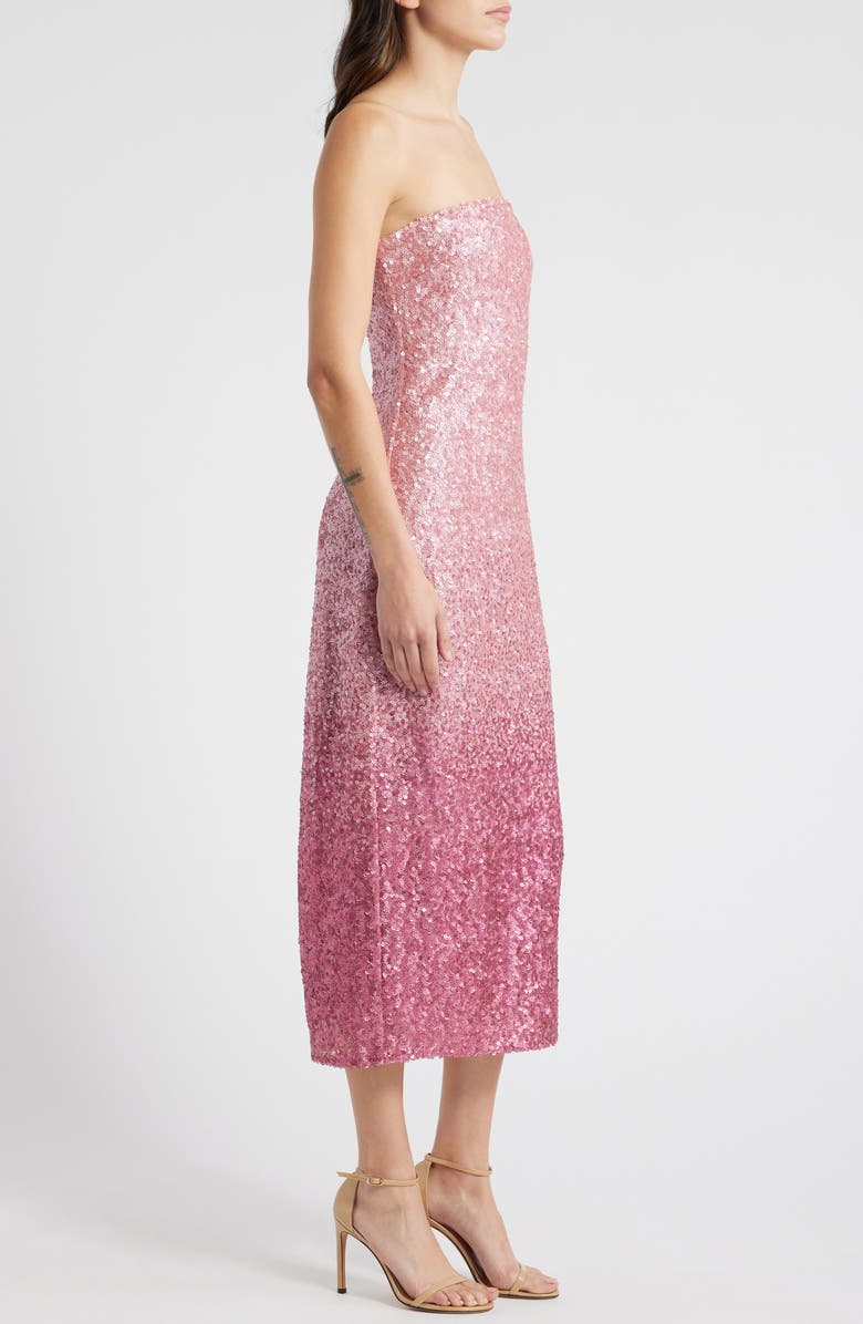 LoveShackFancy Stasia Sequin Ombré Strapless Dress, Alternate, color, 