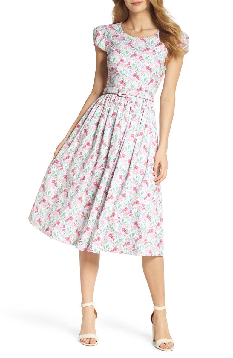 Gal Meets Glam Collection Packed Bouquet Print Stretch Cotton Dress, Main, color,