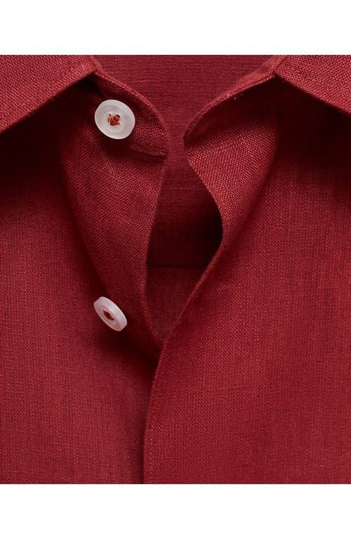 Mango Regular Fit Linen Button-up Shirt In Brown