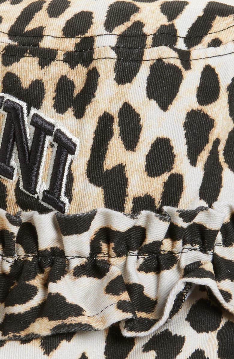 Ganni Washed Organic Cotton Canvas Bucket Hat, Alternate, color, Leopard