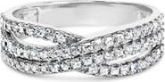 Haus of Brilliance 10K White Gold 3/4 Cttw Princess Natural Diamond Split Shank and Weave Band Ring