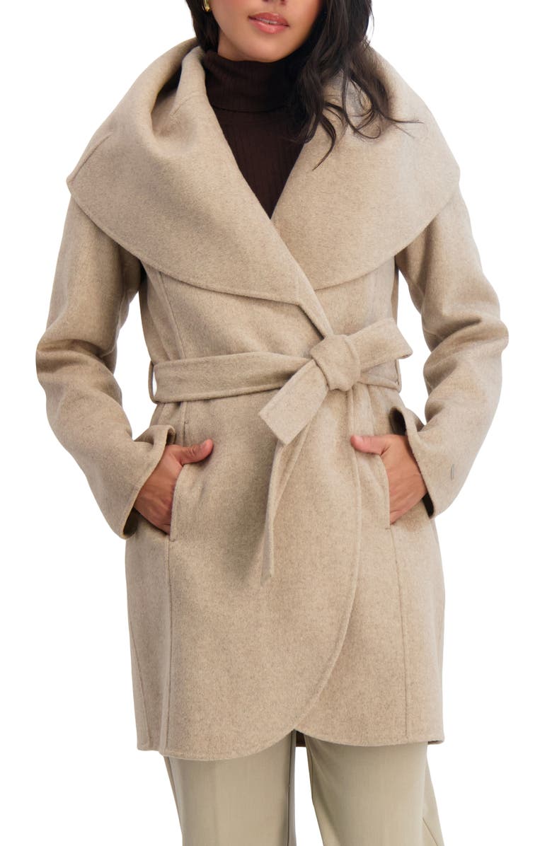 Tahari Marilyn Wool Blend Coat, Main, color, Oatmeal