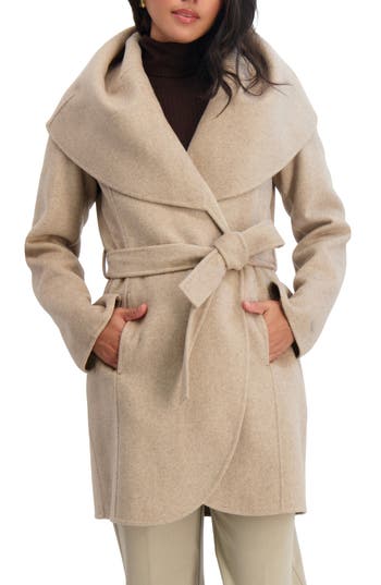 Tahari Marilyn Wool Blend Coat In Neutral