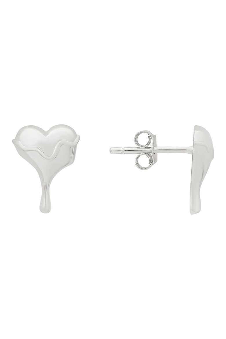 Melting Heart Stud Earrings, Main, color, SILVER