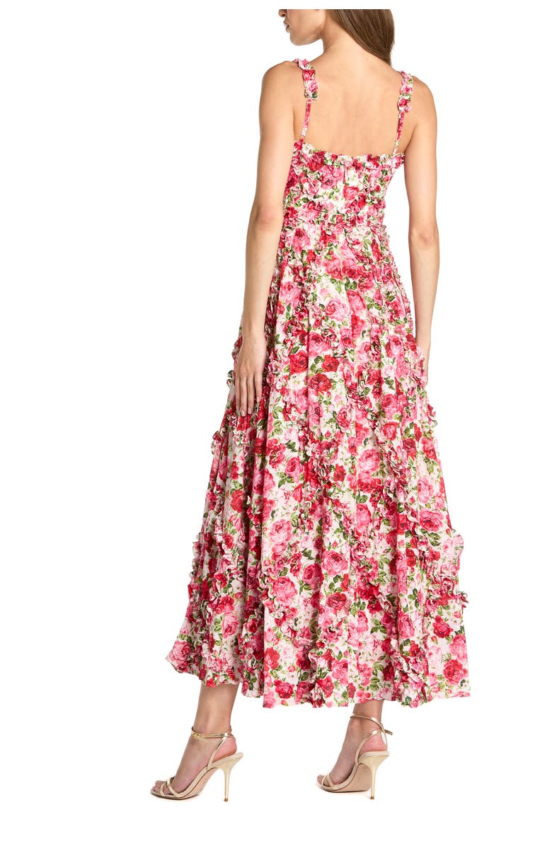 Mac Duggal Petite Floral Cotton Ruffle Square Neck Ankle Dress, Alternate, color, 