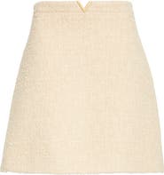 Valentino V-Detail Bouclé Tweed Skirt