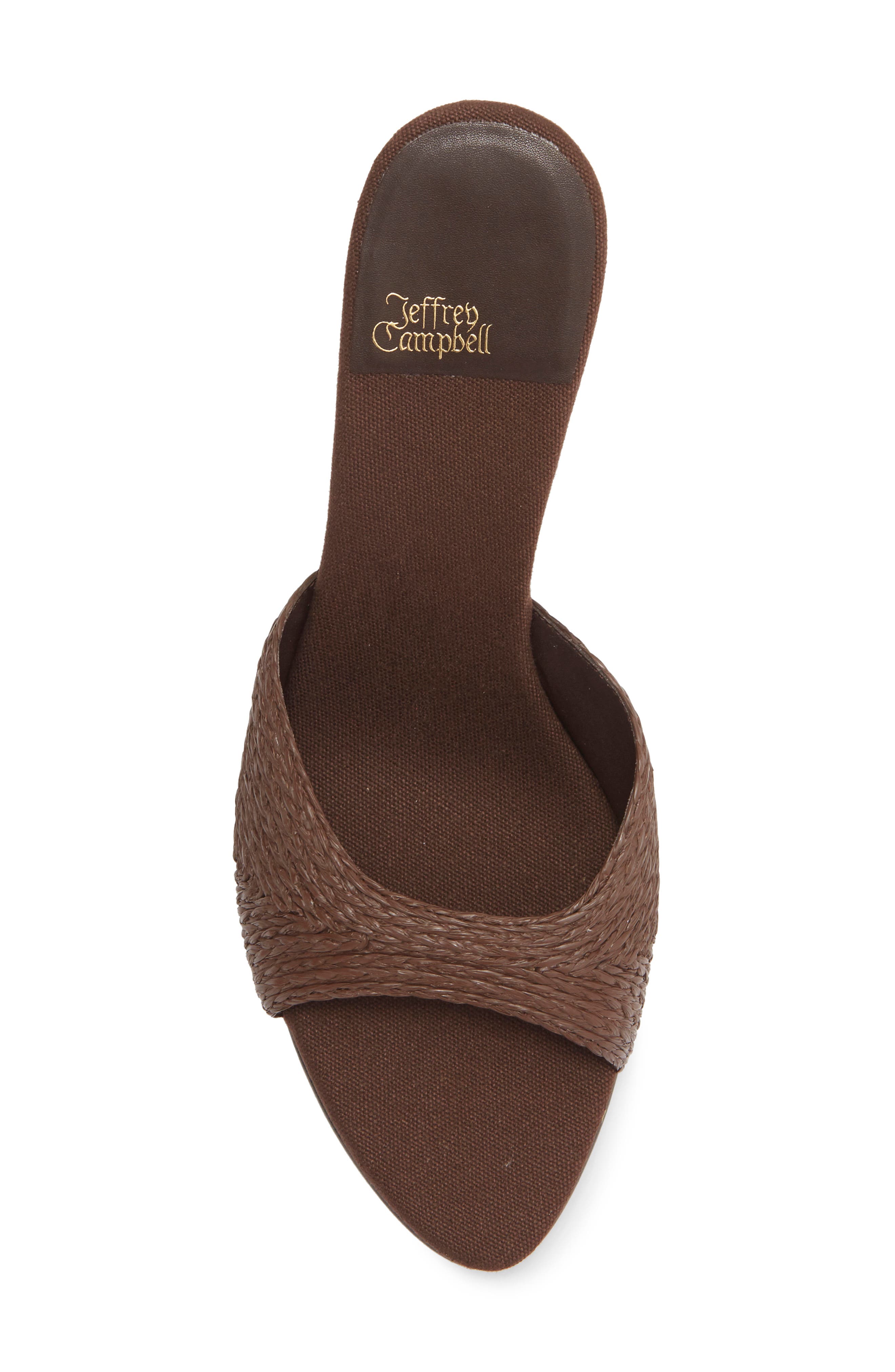 Jeffrey Campbell Agent Slide Sandal, Alternate, color, Dark Brown Raffia