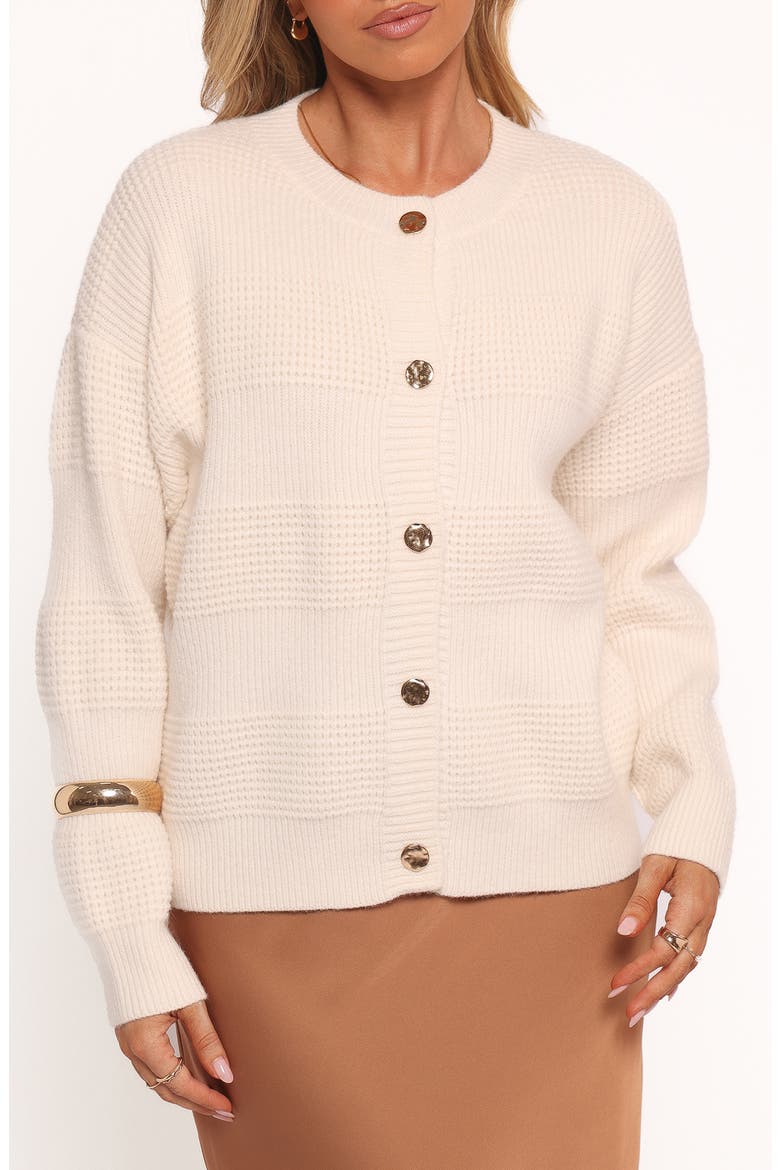Verago Mixed Stitch Cardigan, Alternate, color, CREAM