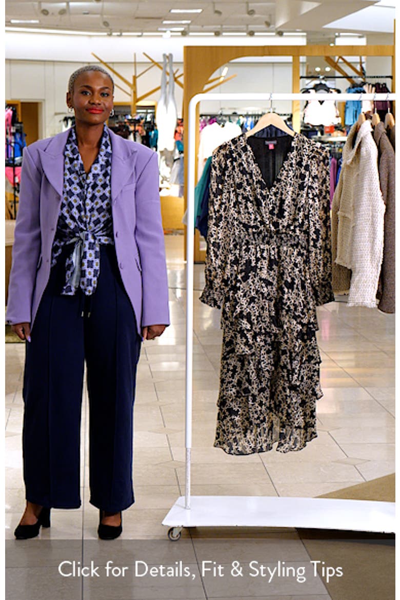 Floral Metallic Stripe Long Sleeve Tiered Maxi Dress video