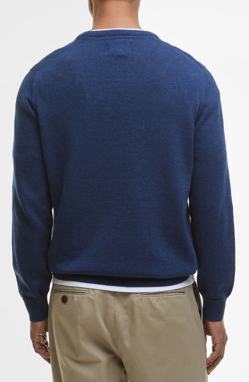 Barbour Solid Cotton Crewneck Sweater In Blue