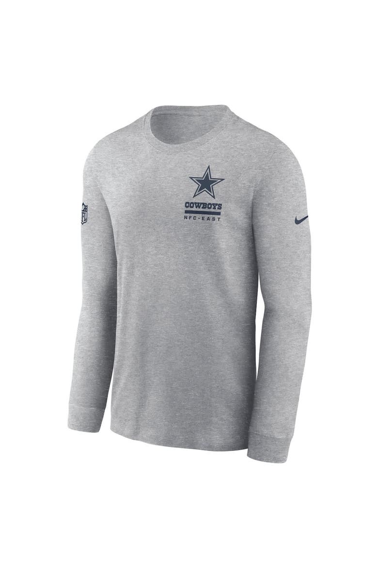 Men's Nike Heather Gray Dallas Cowboys Sideline Performance Long Sleeve T-Shirt, Alternate, color, Heather Gray
