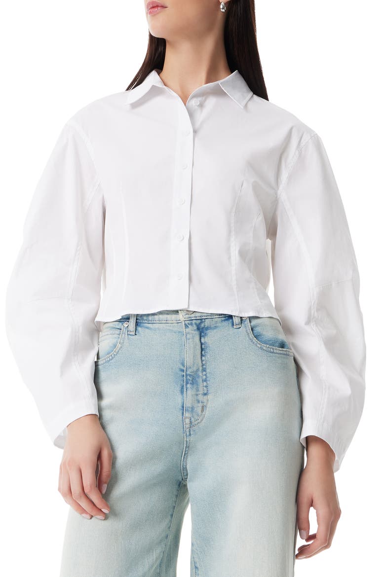 Kelly Barrel Sleeve Button-Up Shirt, Main, color, OPTIC WHITE