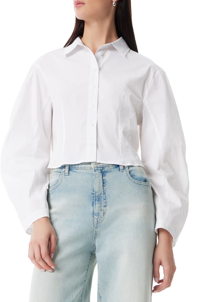 Robert Rodriguez Kelly Barrel Sleeve Button-Up Shirt, Main, color, Optic White