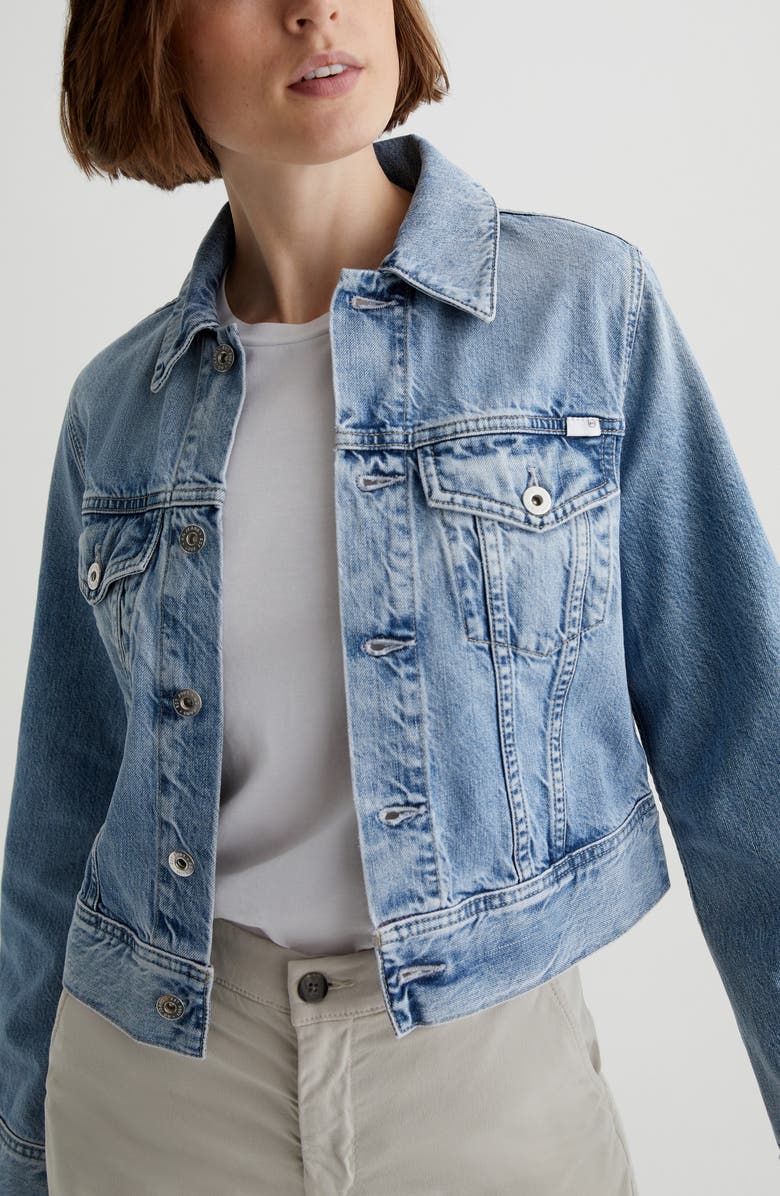 AG Isa Shrunken Denim Trucker Jacket, Alternate, color, 