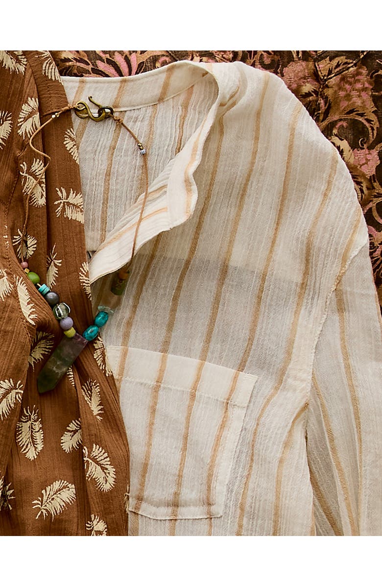 Carve Designs Dylan Gauze Shirt, Alternate, color, Camel Stripe