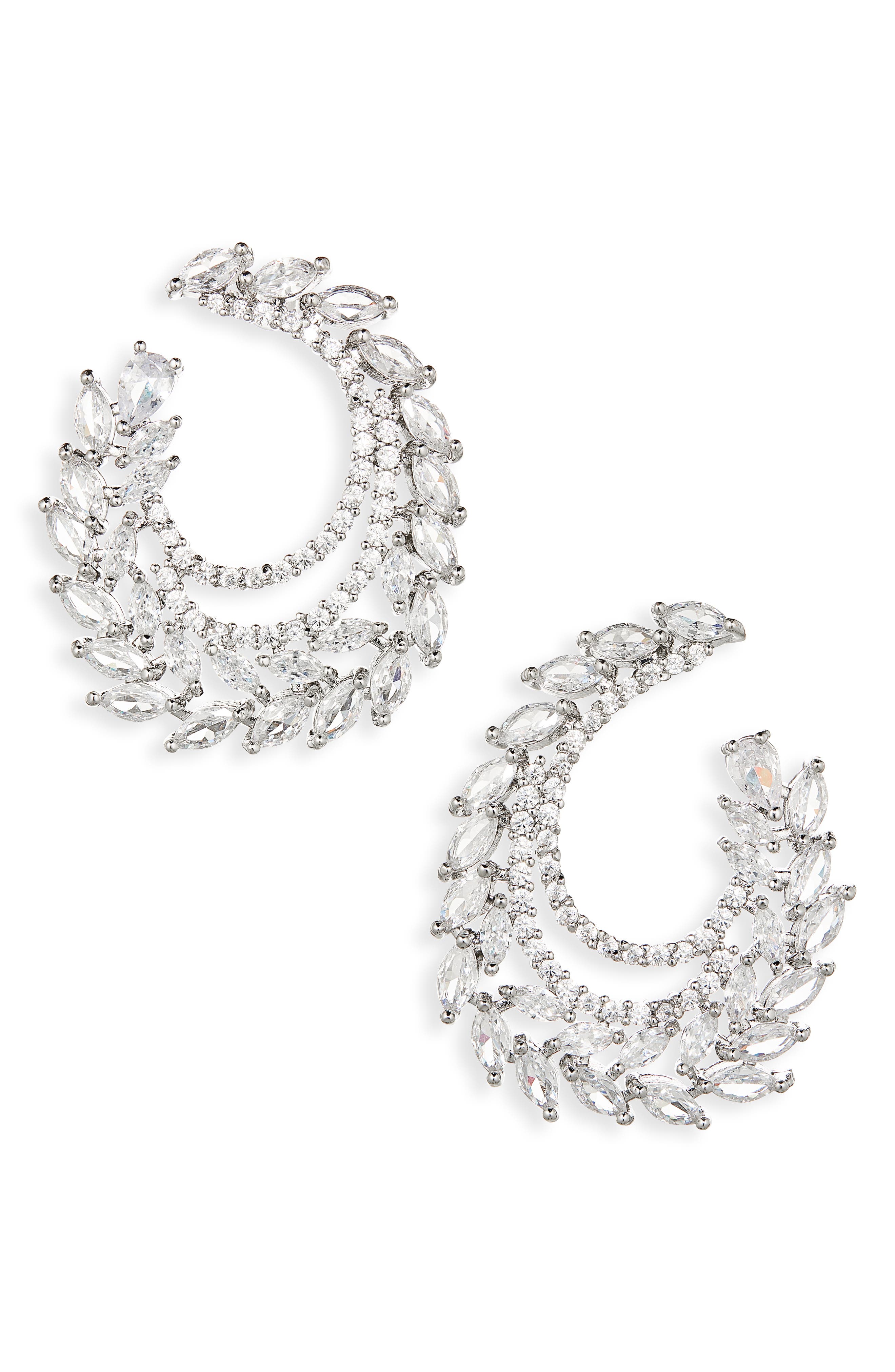 Cara Crystal Leaf Swirl Earrings
