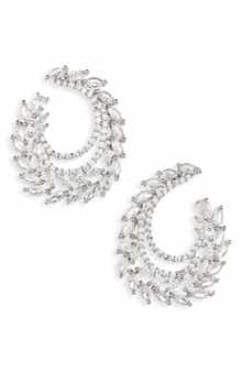 Cara Crystal Leaf Swirl Earrings