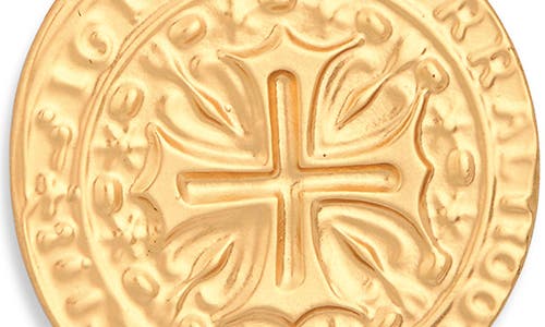 Cz By Kenneth Jay Lane Cross Coin Pendant Necklace In Polished Gold