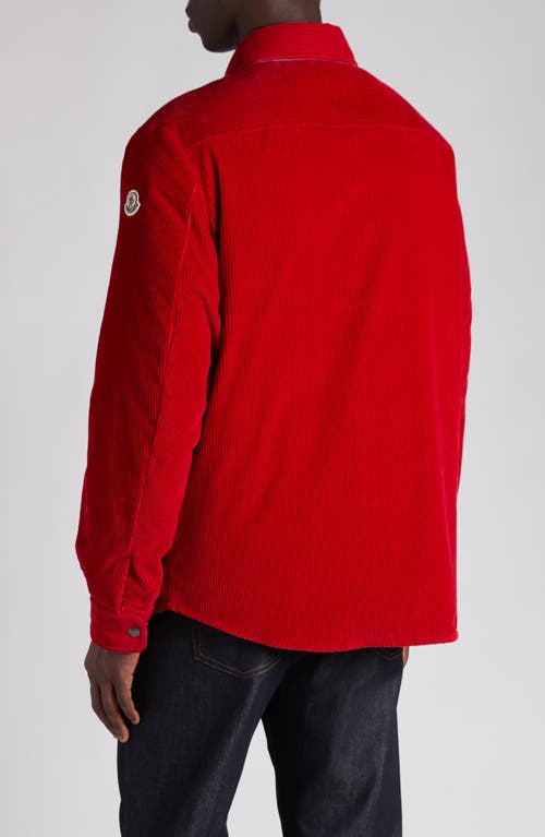 Moncler Ambroisie Corduroy Down Shirt Jacket In Red