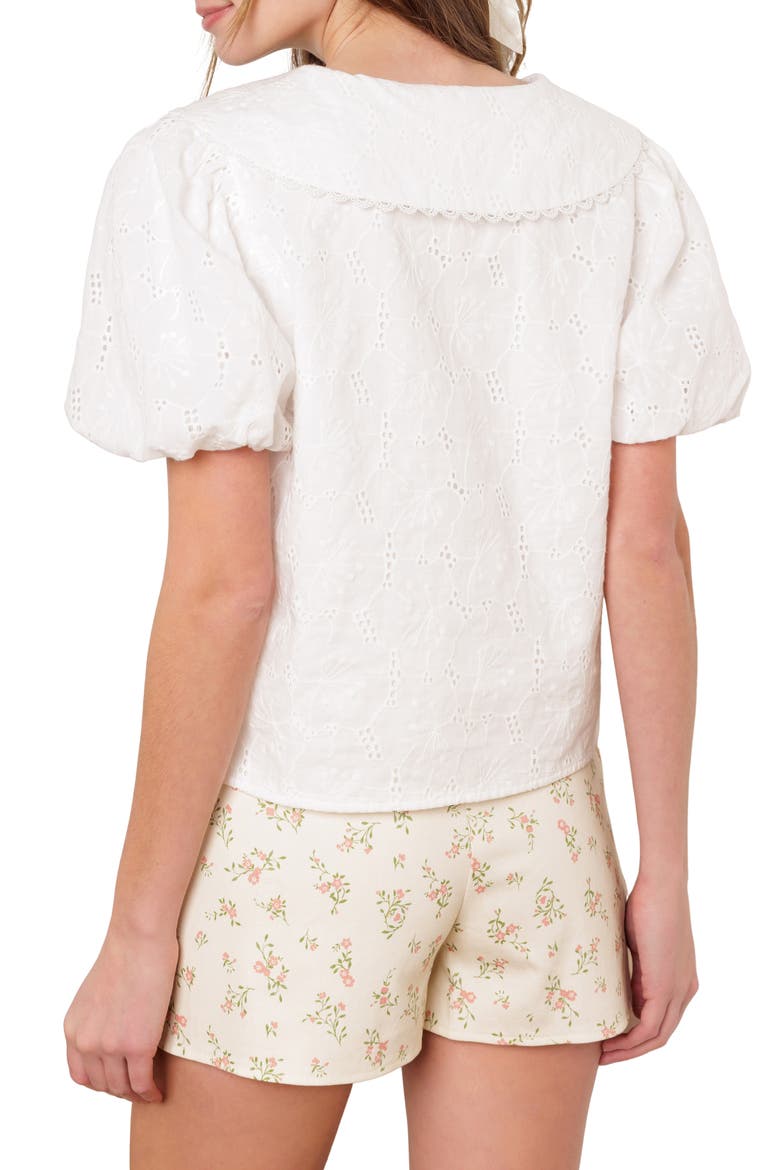 Tie Front Eyelet Top, Alternate, color, WHITE