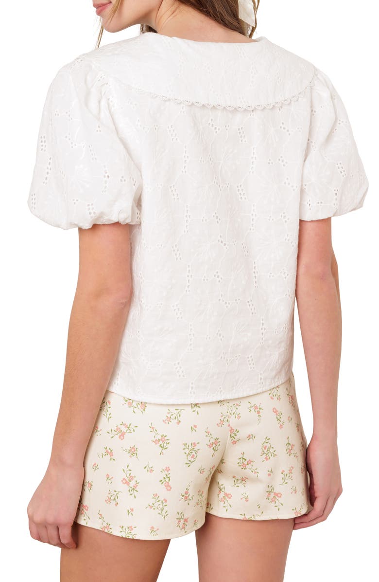 FLYING TOMATO Tie Front Eyelet Top, Alternate, color, White