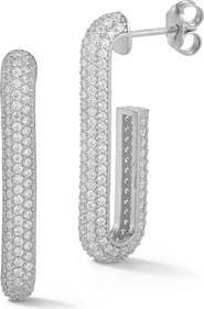 SPHERA MILANO Pavé Cubic Zirconia J-Hoop Earrings