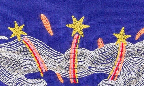 Mini Boden Kids' Superstitch Volcano Long Sleeve Cotton Graphic T-shirt In Blue