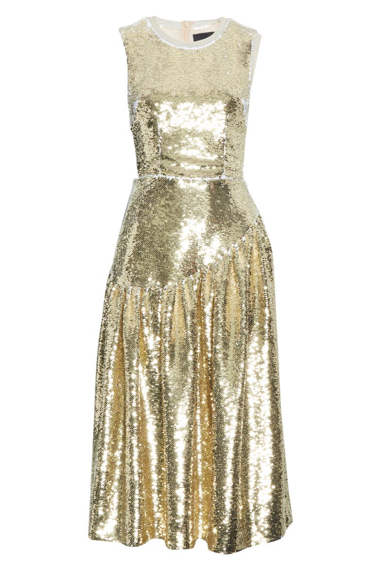 Sequin Midi Dress, Alternate, color, GOLD