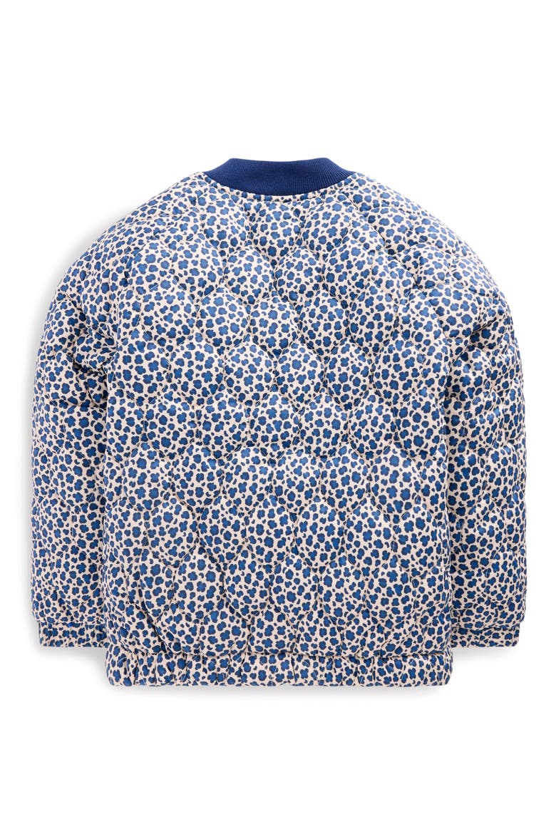 Kids' Quilted Bomber Jacket, Alternate, color, CALICO WHITE/ BLUE LEOPARD
