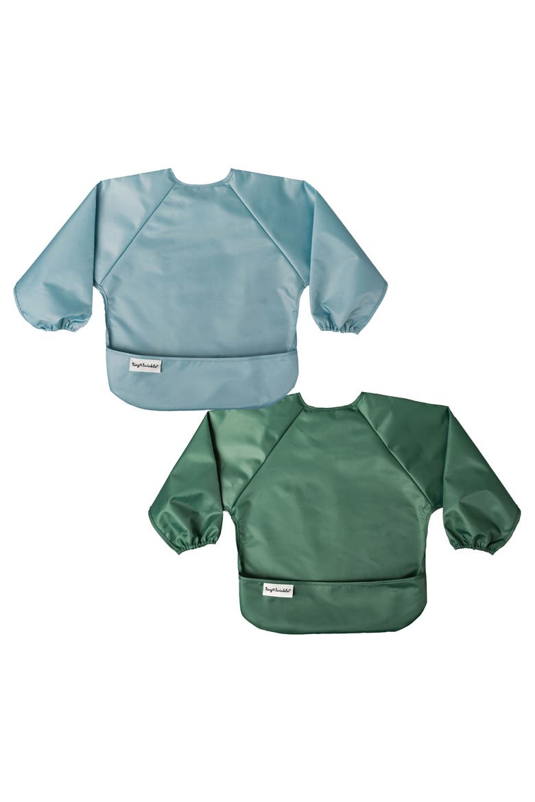 Mess-Proof/Waterproof 2-Pack Long-Sleeve Bib, Main, color, Slate Olive