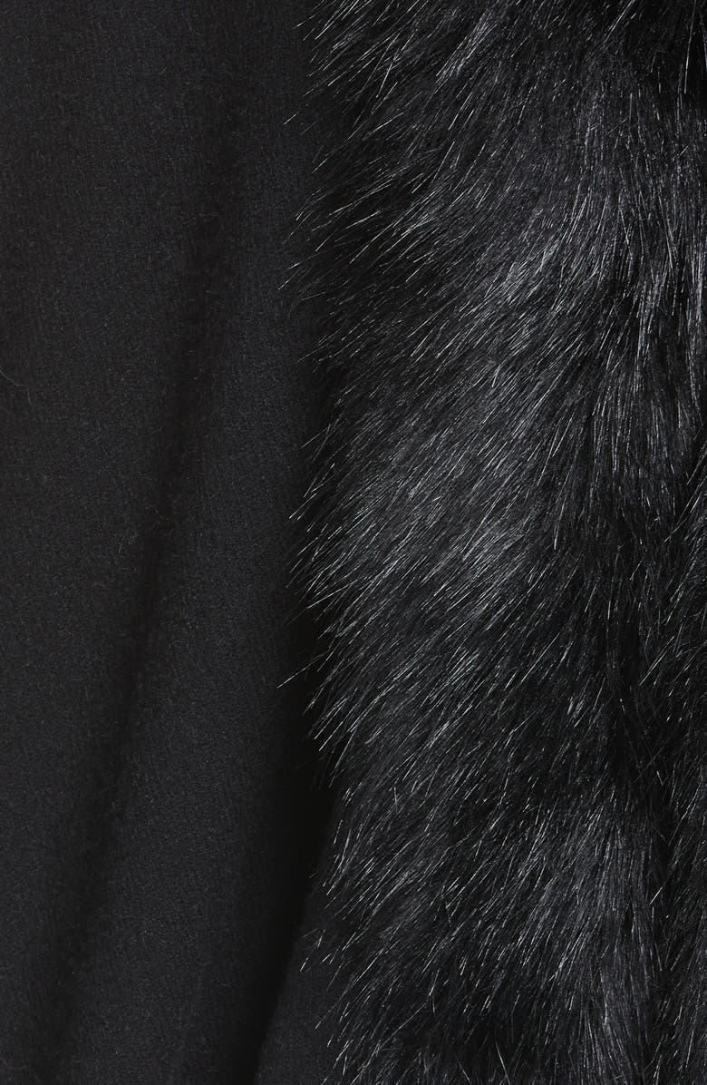 La Fiorentina Ruana with Faux Fur Trim, Alternate, color, Black
