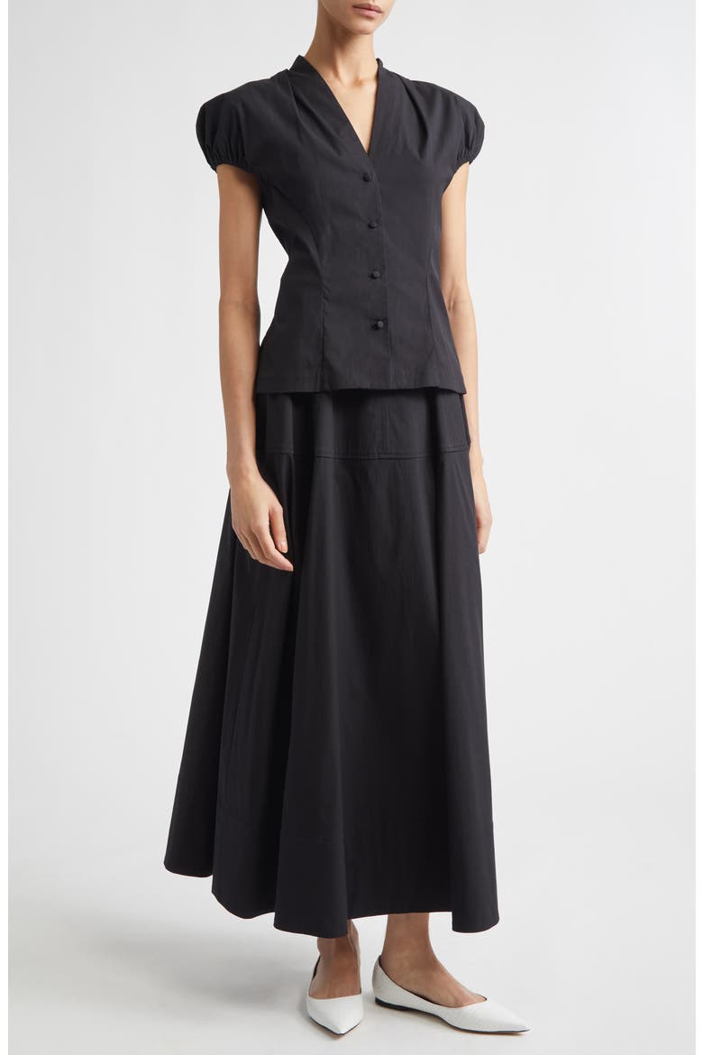Cotton Blend Stretch Poplin Skirt, Alternate, color, BLACK