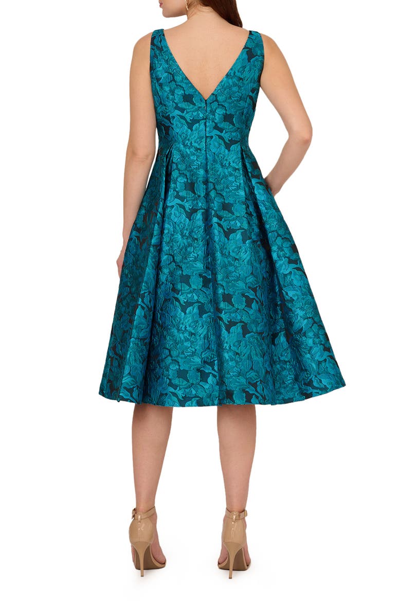 Floral Tapestry Fit & Flare Midi Cocktail Dress, Alternate, color, BLUE MULTI