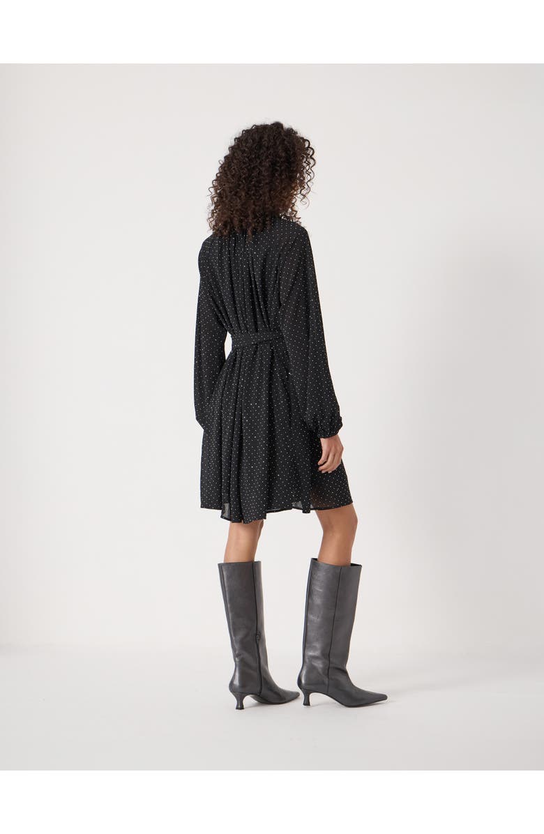 Hush Diamante Gathered Neck Mini Dress, Alternate, color, Black