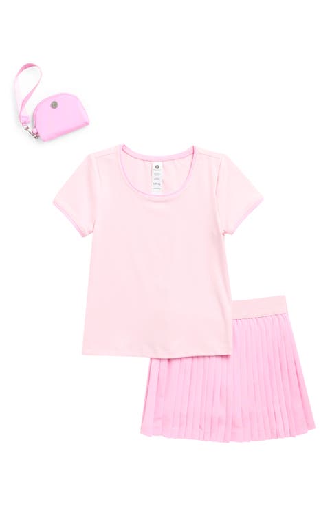 Kids' Lunatek Amaris Contrast Trim T-Shirt, Pleated Skirt & Pouch Set (Big Kid)