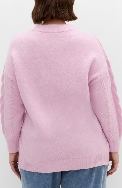 City Chic Claudia Cable Stitch Sweater In Pink