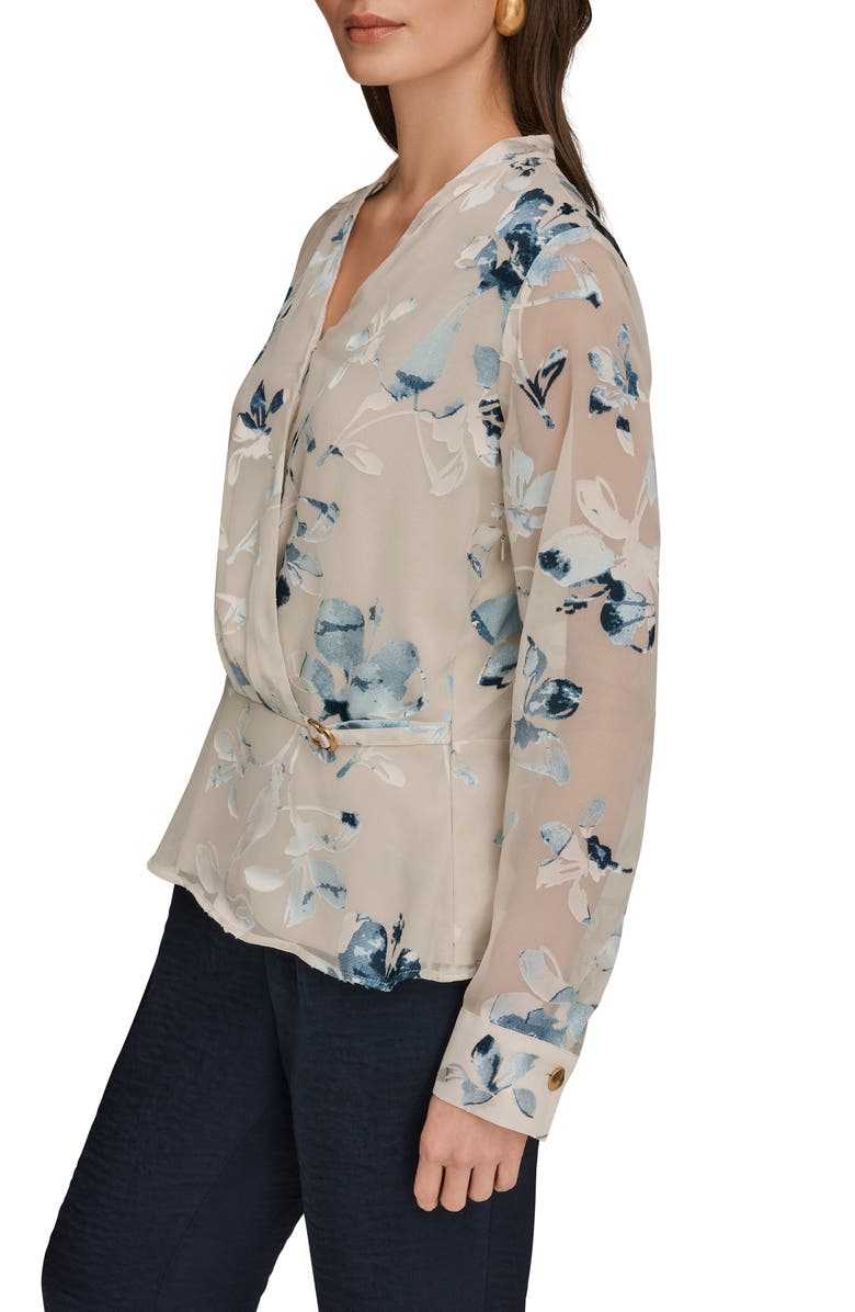 Donna Karan New York Burnout Wrap Top, Alternate, color, Sea Mist Multi