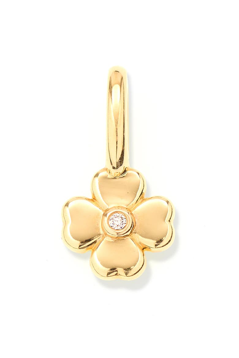 Diamond Clover Mini Charm, Main, color, 9K YELLOW GOLD